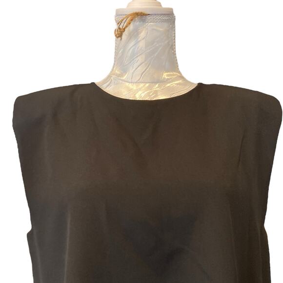 Zara Black Polyester Stretch Cap Sleeve Shift Boxy Mini Dress Size Large LBD - Picture 5 of 16